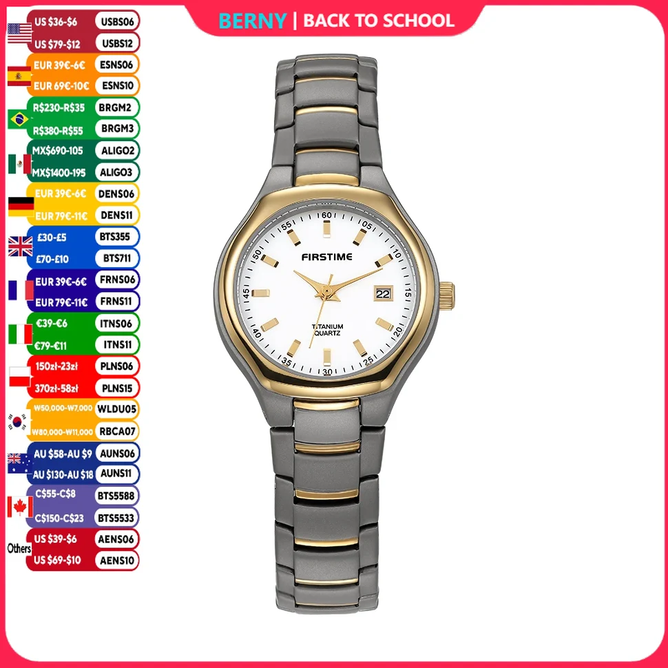 Body Jewelry Titanium - BERNY Zegarki damskie Tytanowy kalendarz Casual