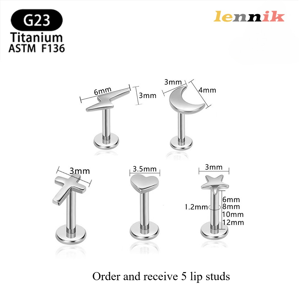 Body Jewelry Titanium - LENNIK F136 Tytanowy Krzyż Serce Błyskawica