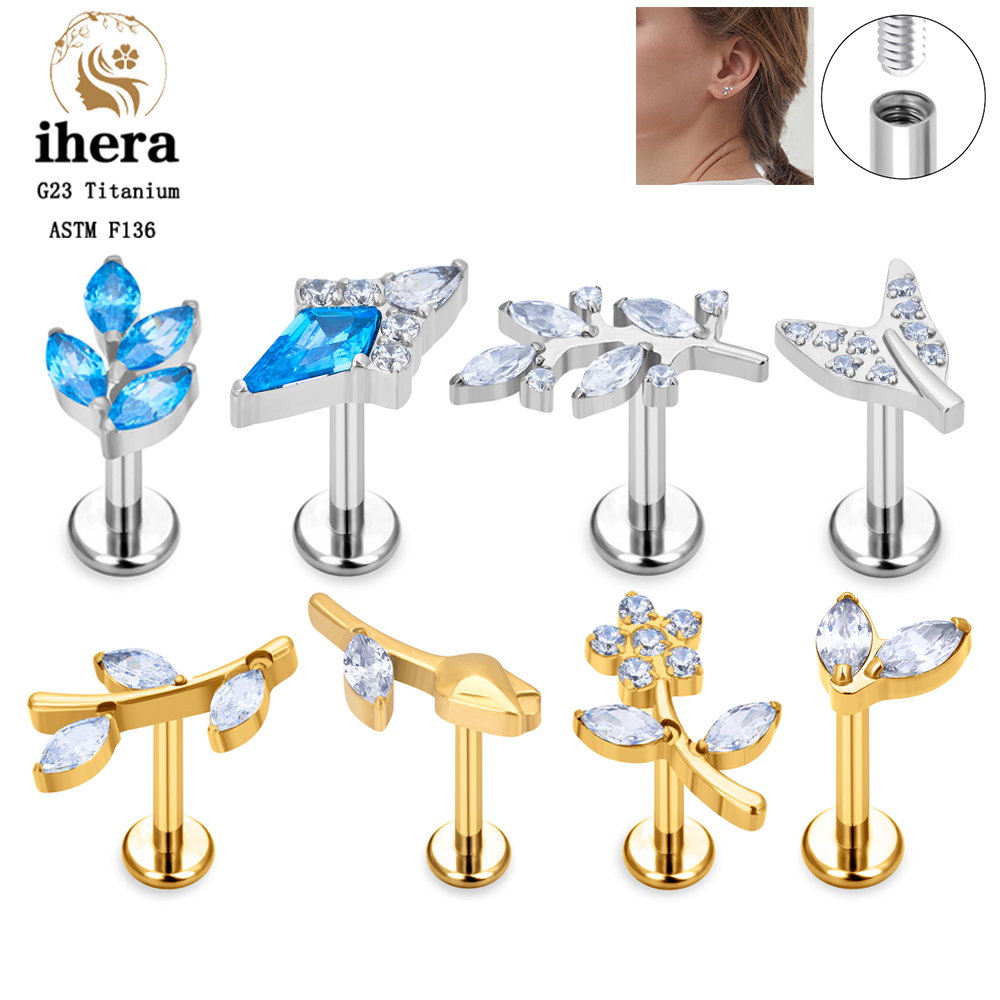 Body Jewelry Titanium - Kolczyki do piercingu z motywem kwiatów