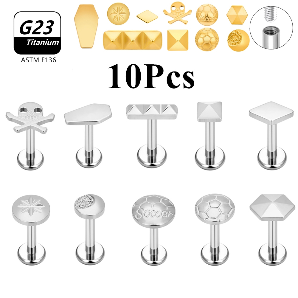 Body Jewelry Titanium - 10 sztuk 16G G23 tytanowa czaszka