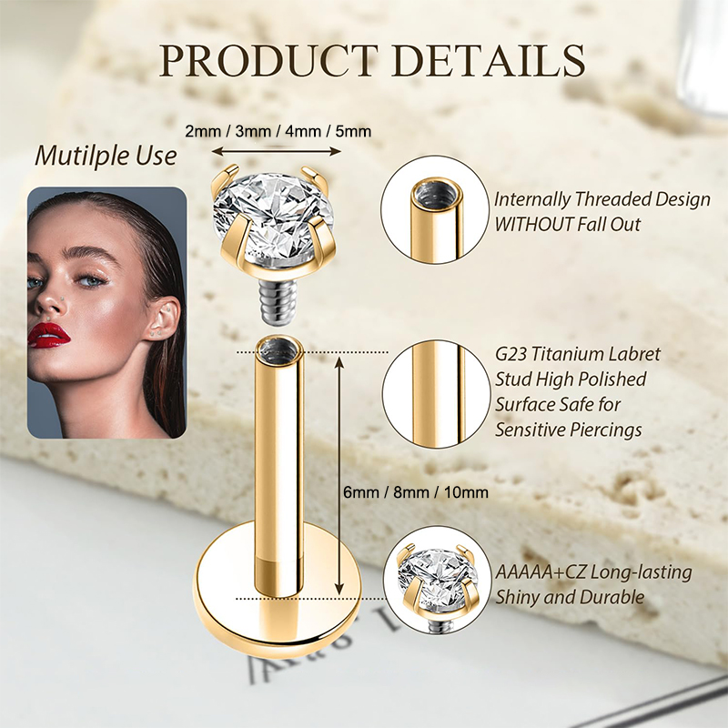 Kolczyki typu stud z cyrkonią  – Body Jewelry Titanium recenzja i cena